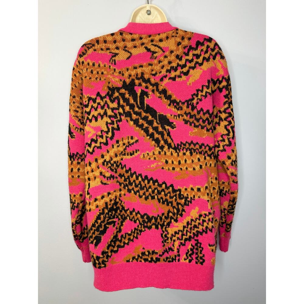 FARM Rio Croco Pink Knit Cardigan Sweater Oversized Multi Women's S - Picture 4 of 12